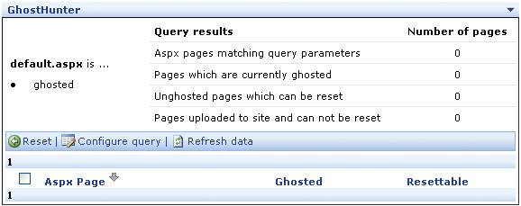 GhostHunter Web Part - вид на странице. 