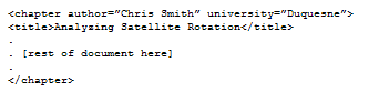 Пример XML-разметки, где показаны атрибуты Author и University