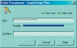 Рис. 2. Enter Passphrase - CryptoForge Files.