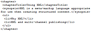Пример XML-разметки, в которой показана структурная иерархия главы