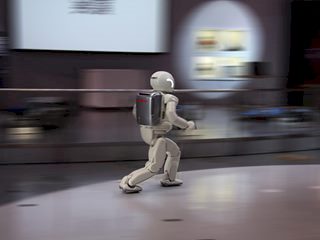 robot suit running away