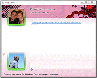 Picture of a chat window with my Valentine's Day scene
