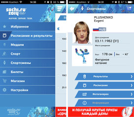 Скриншоты приложения Sochi 2014 Результаты